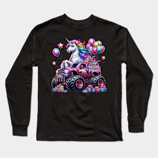 Monster Truck Unicorn Birthday Party Monster Truck Girl Long Sleeve T-Shirt